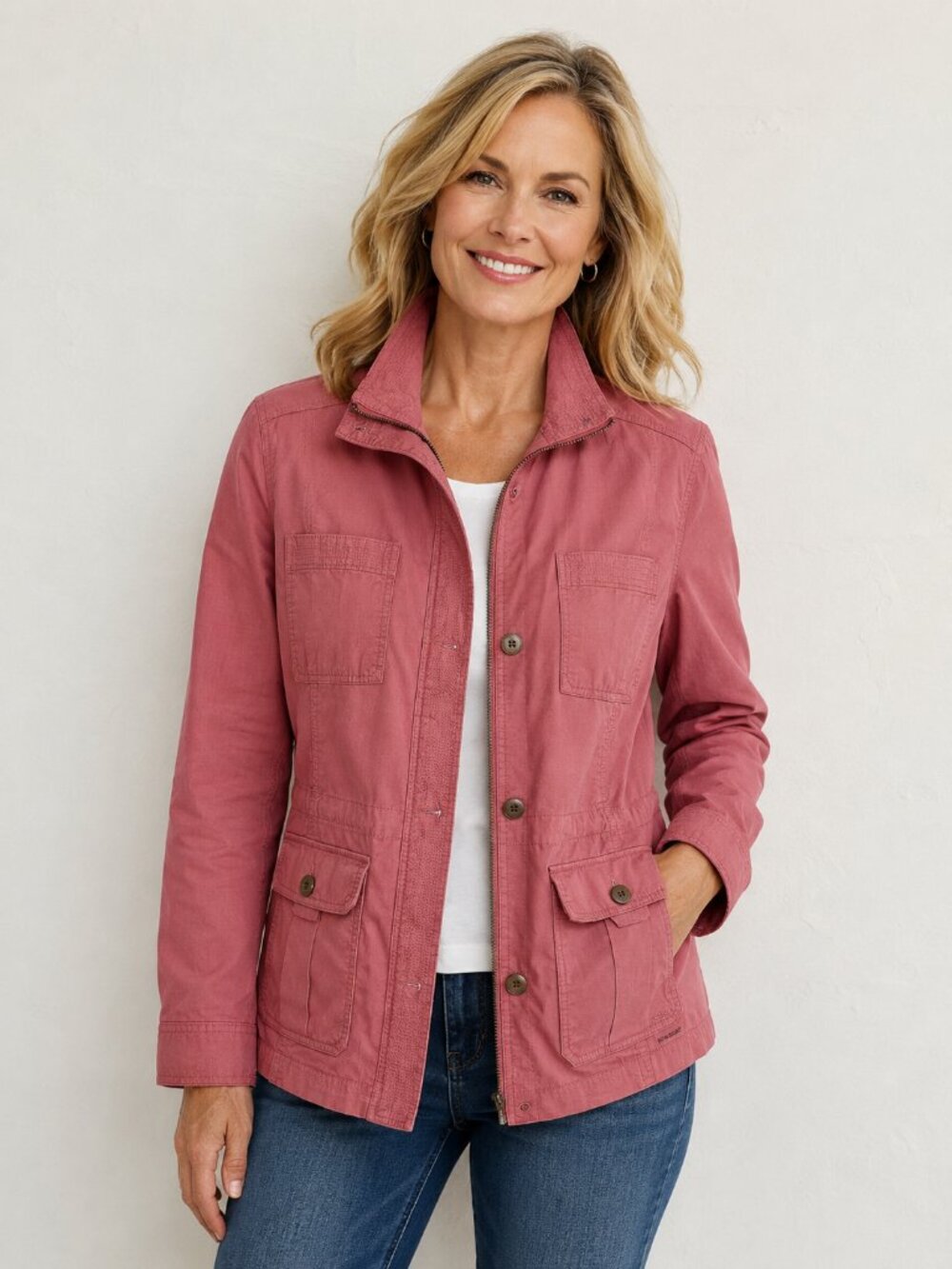 Beautiful L.L.Bean utility field jacket in a versatile dusty rose color.